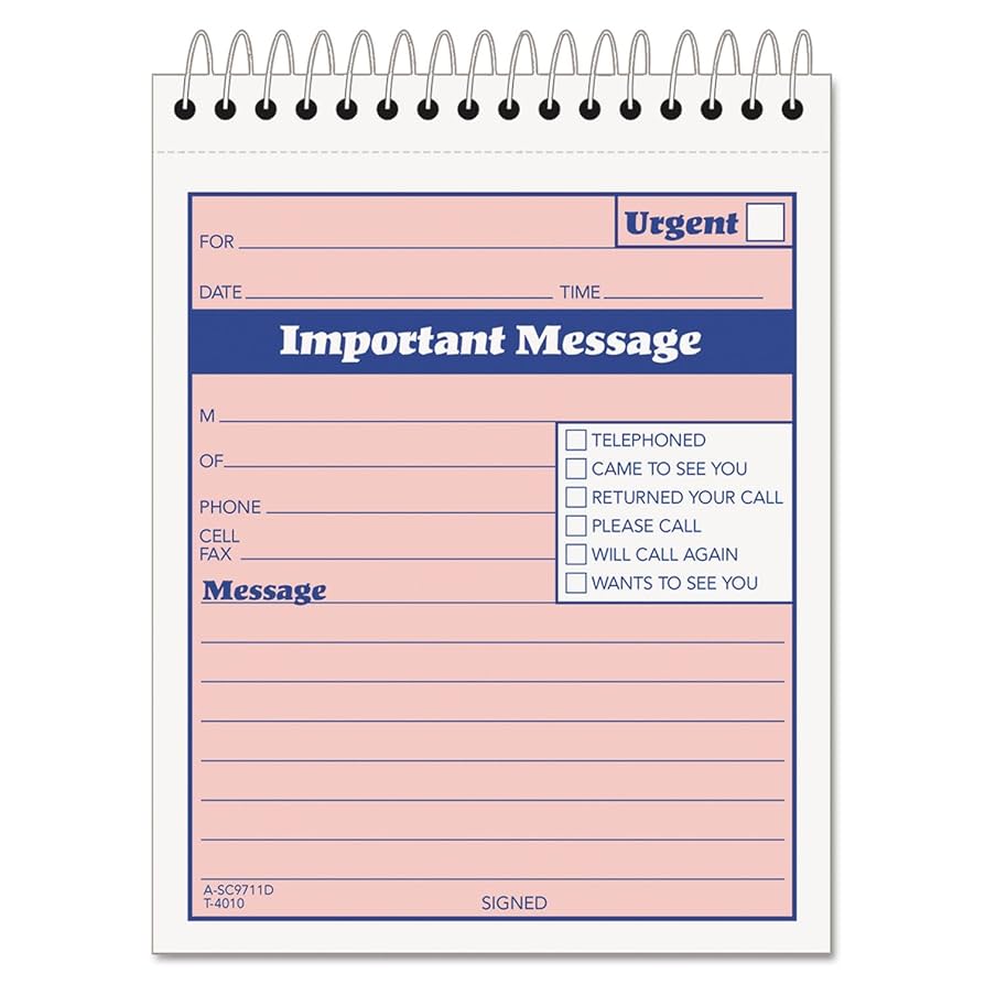 【earBOOKS】MESSAGE IN A BOX Amazon.com : Adams Important Message Book, Spiral, 2-Part